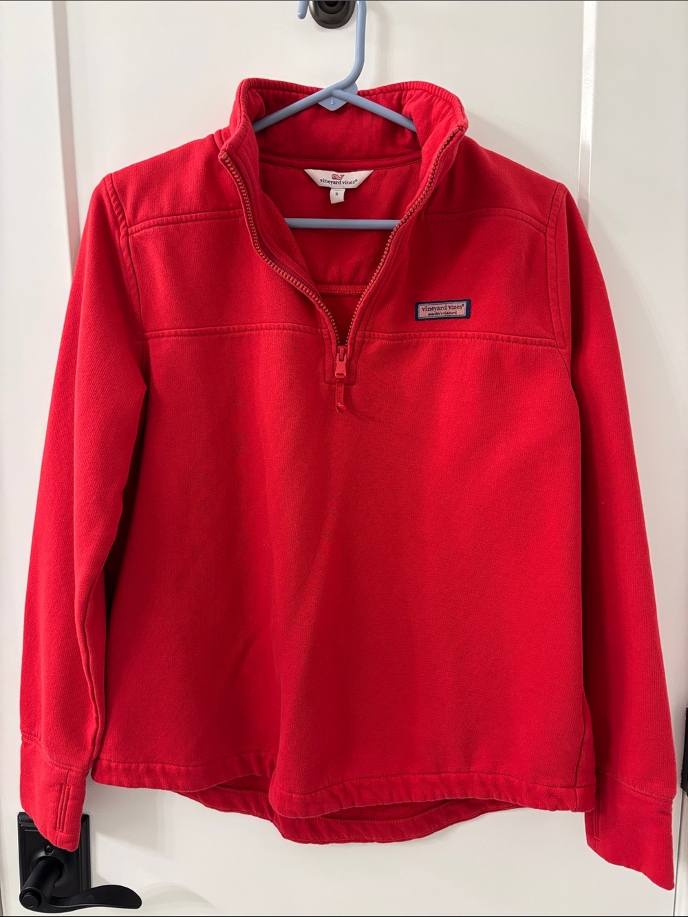 Vineyard Vines Red Quarter-Zip Fleece Pullover